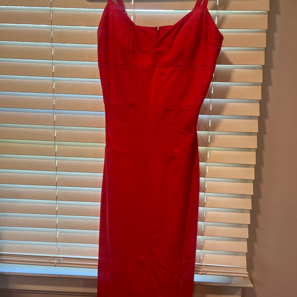 Amanda Uprichard Vibrant pink Midi Dress, adjustable straps, zipper